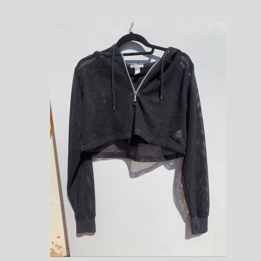 Black Mesh Crop Top